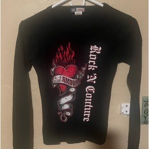 Bejeweled size Small Rock and Couture long sleeve shirt